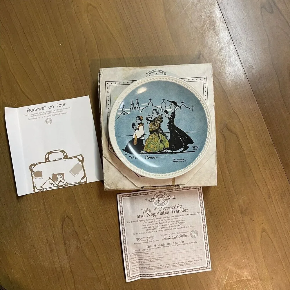 NORMAN ROCKWELL WHEN IN ROME‎ Rockwell on Tour Collector Plate Newell Knowles